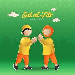 Eid al fitr mubarak greeting card vector illustration
