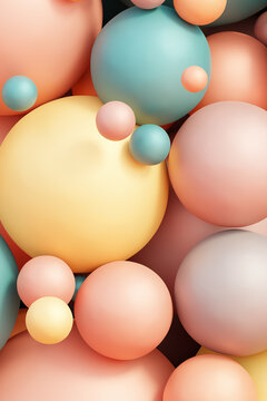 Geometric shapes: Pastel spheres abstract background