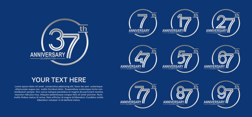 set anniversary logotype premium collection silver color multiple line with circle style