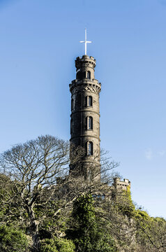 Nelson's Monument on Calton Hill, Edinburgh, Scotland. 