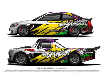 Race car wrap design vector for vehicle vinyl sticker and automotive decal livery
