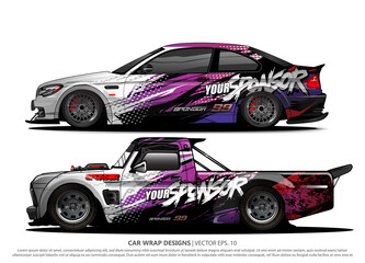 Race car wrap design vector for vehicle vinyl sticker and automotive decal livery
