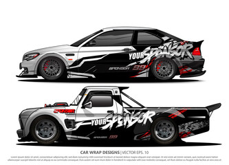 Race car wrap design vector for vehicle vinyl sticker and automotive decal livery
