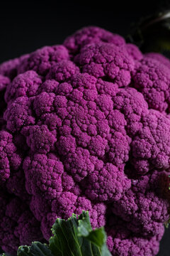 closeup of purple broccoli with texture