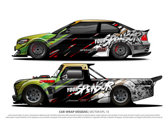 Race car wrap design vector for vehicle vinyl sticker and automotive decal livery
