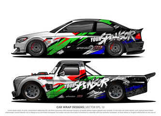 Race car wrap design vector for vehicle vinyl sticker and automotive decal livery
