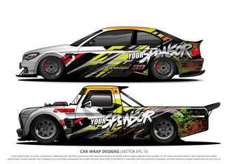 Race car wrap design vector for vehicle vinyl sticker and automotive decal livery
