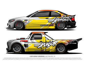 Race car wrap design vector for vehicle vinyl sticker and automotive decal livery
