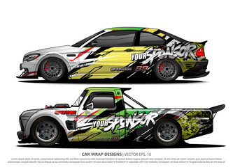 Race car wrap design vector for vehicle vinyl sticker and automotive decal livery
