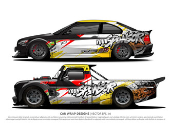 Race car wrap design vector for vehicle vinyl sticker and automotive decal livery
