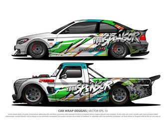 Race car wrap design vector for vehicle vinyl sticker and automotive decal livery
