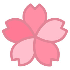 春のきれいな桜。３色のかわいいピンク色のシンプルな花びら。色あり線。