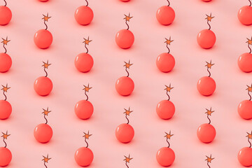 pattern of Pink bombs on pastel pink background.