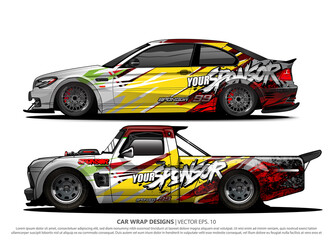 Race car wrap design vector for vehicle vinyl sticker and automotive decal livery
