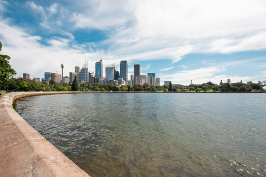 Beautiful city with vegetation and water