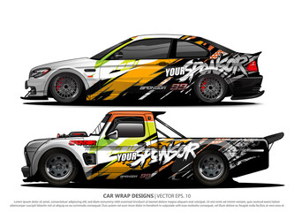 Race car wrap design vector for vehicle vinyl sticker and automotive decal livery
