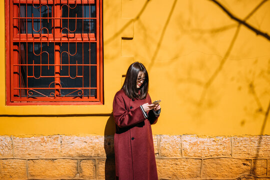 Portrait of a woman using the smartphone