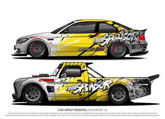 Race car wrap design vector for vehicle vinyl sticker and automotive decal livery
