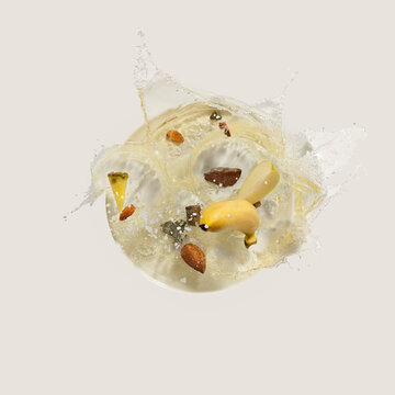 Glera white wine and aromas flying in the air
