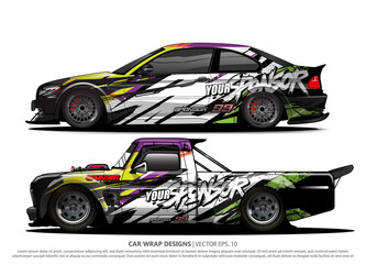 Race car wrap design vector for vehicle vinyl sticker and automotive decal livery
