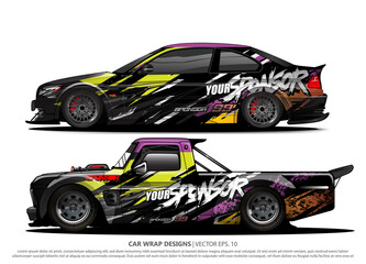 Race car wrap design vector for vehicle vinyl sticker and automotive decal livery
