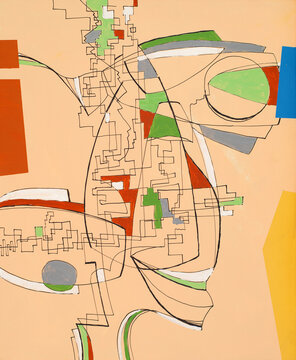 An abstract painting in indian ink and acrylic paint.