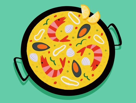 Paella Spanish food illustration