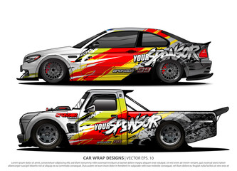 Race car wrap design vector for vehicle vinyl sticker and automotive decal livery
