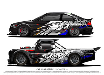 Race car wrap design vector for vehicle vinyl sticker and automotive decal livery
