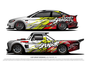 Race car wrap design vector for vehicle vinyl sticker and automotive decal livery
