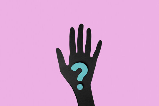 Bright background with hand and question on it