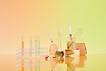 Natural organic skincare beauty products, Laboratory and development concept.