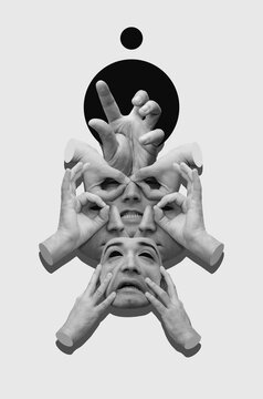 Collage portrait of a man in surrealism style