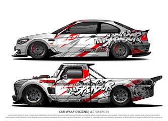 Race car wrap design vector for vehicle vinyl sticker and automotive decal livery
