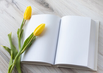 Flowers on white book