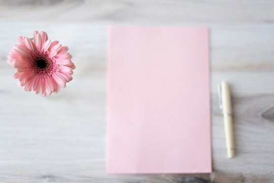 Flower and pink paper