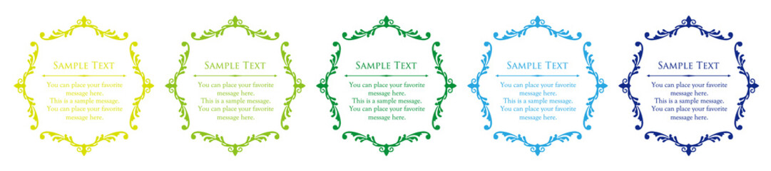 春の植物モチーフのフレームセット。ビンテージフラワー。装飾デザイン。流行りのあしらい	
