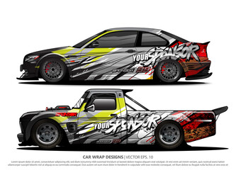 Race car wrap design vector for vehicle vinyl sticker and automotive decal livery
