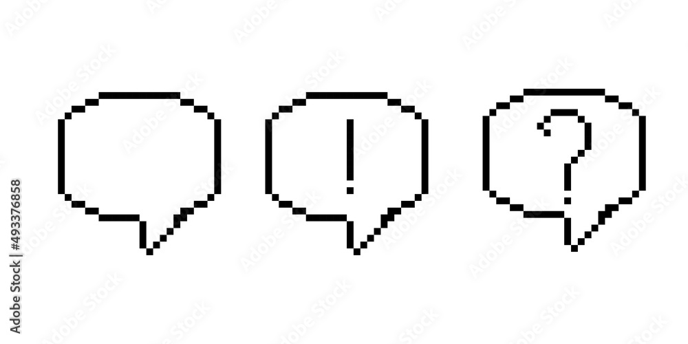 Aufkleber retro pixel message. 8 bit style pixel art background. digital space. dialog, chat speech bubble. ve