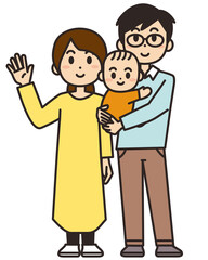 三人家族のイラスト