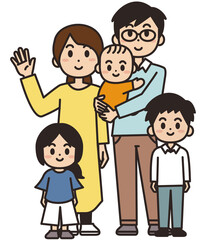 五人家族のイラスト素材