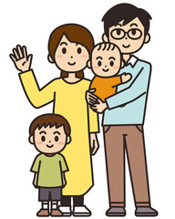 四人家族のイラスト