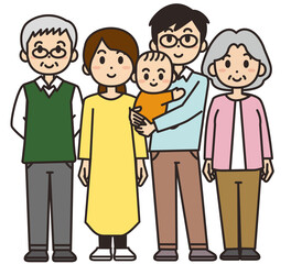 三世代家族のイラスト