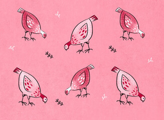 Freerange chickens illustration