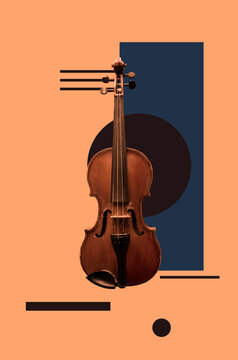 Poster with old violin
