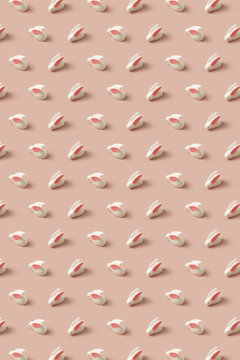 Easter seamless pattern with white ceramic bunnies