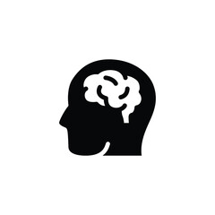 Human brain icon. Simple solid style. Think, mind, head, idea, creative concept. Vector glyph illustration design isolated. EPS 10.