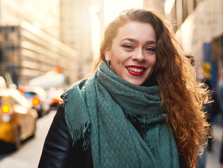 Shes got a thing for the city. Shot of an attractive young woman out and about in the city.