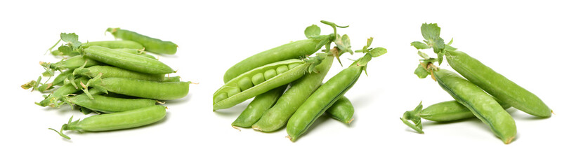 Fresh peas on white background