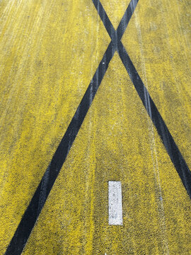 yellow road with lines